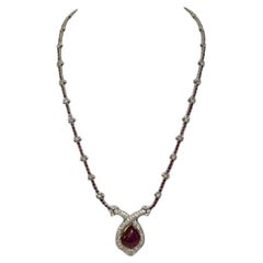 18 Karat White Gold Ruby Diamond Necklace