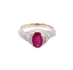 18 Karat White Gold Ruby Diamond Ring