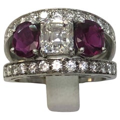 18 Karat White Gold Ruby Diamond Ring