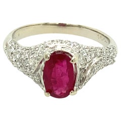 18 Karat White Gold Ruby Diamond Ring