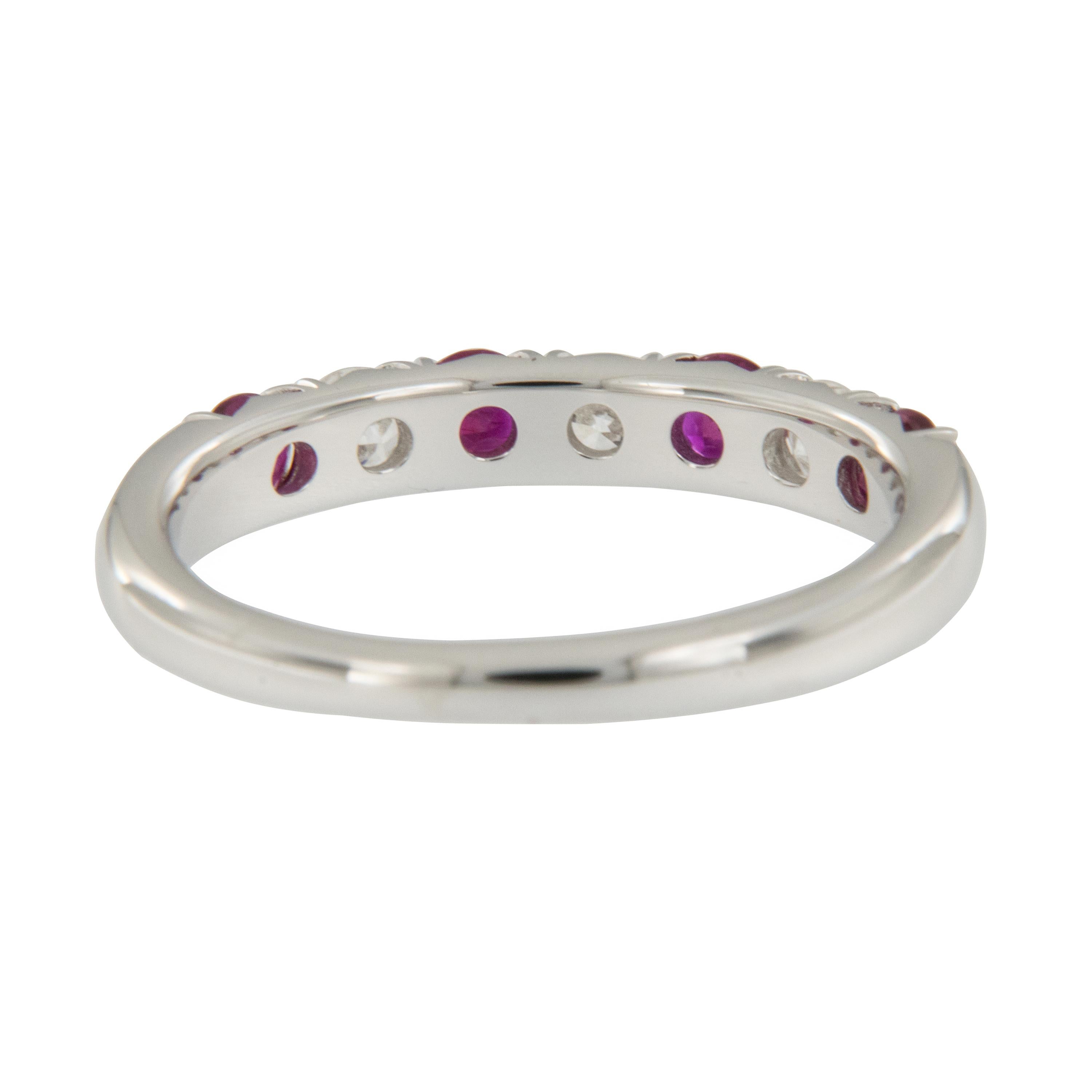 18 Karat White Gold Ruby & Diamond Stackable Band Ring by Spark Creations In New Condition For Sale In Troy, MI