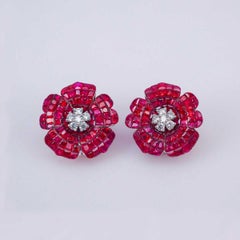 18 Carat White Gold Ruby Earrings