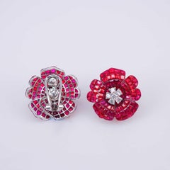 18 Karat White Gold Ruby Earrings