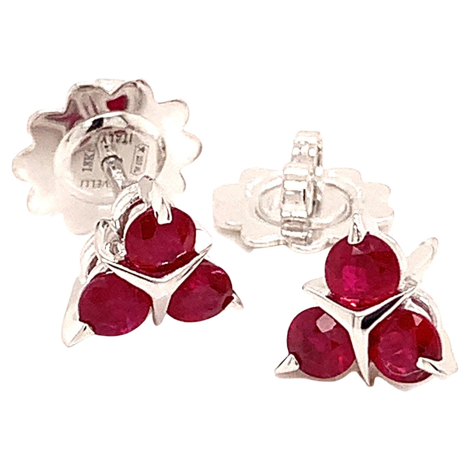 Garavelli, clous d'oreilles en or blanc 18 carats et rubis