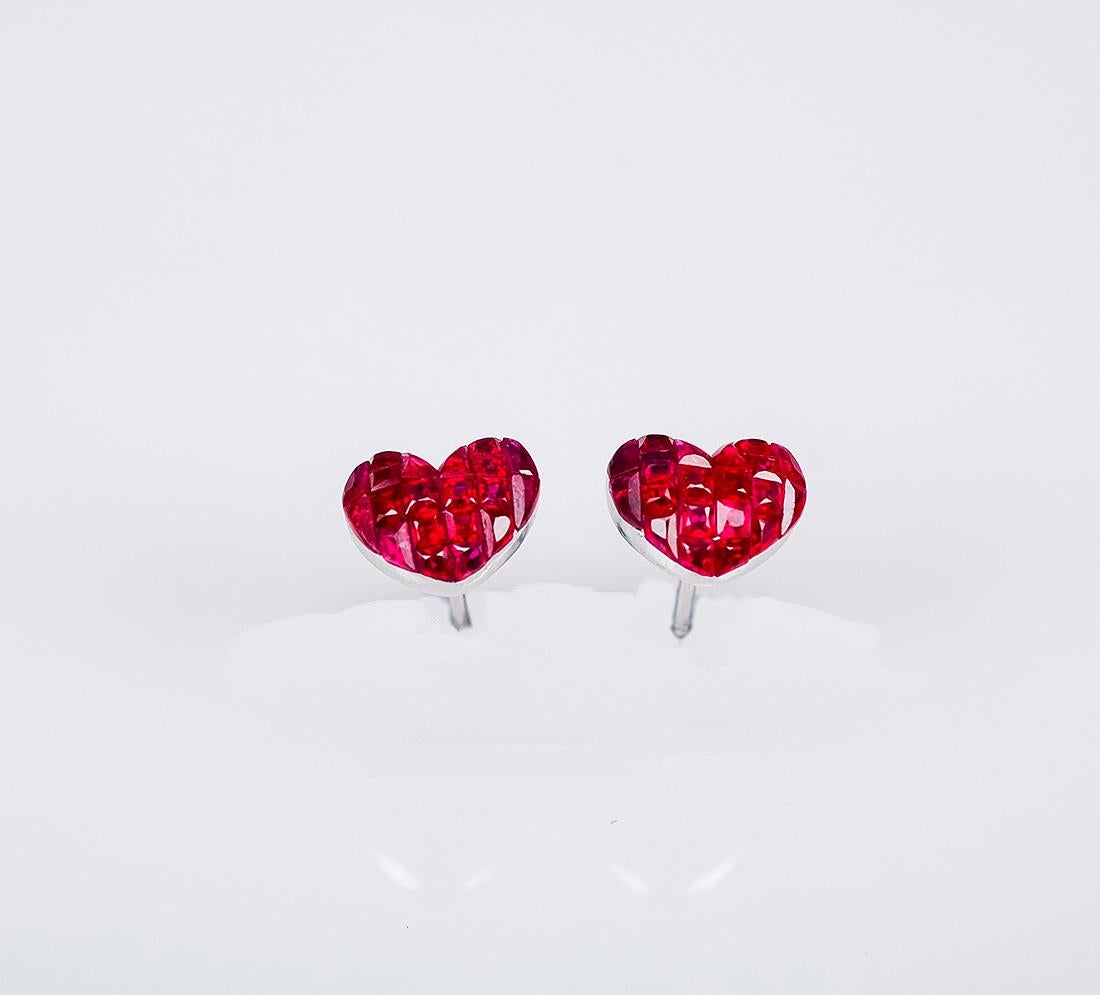 Ruby stud earrings design as classic luxury elegant style.You can use for everyday and also for the evening party.We use the top quality Ruby which make in invisible setting.We set the stone in perfection as we are professional in this kind of
