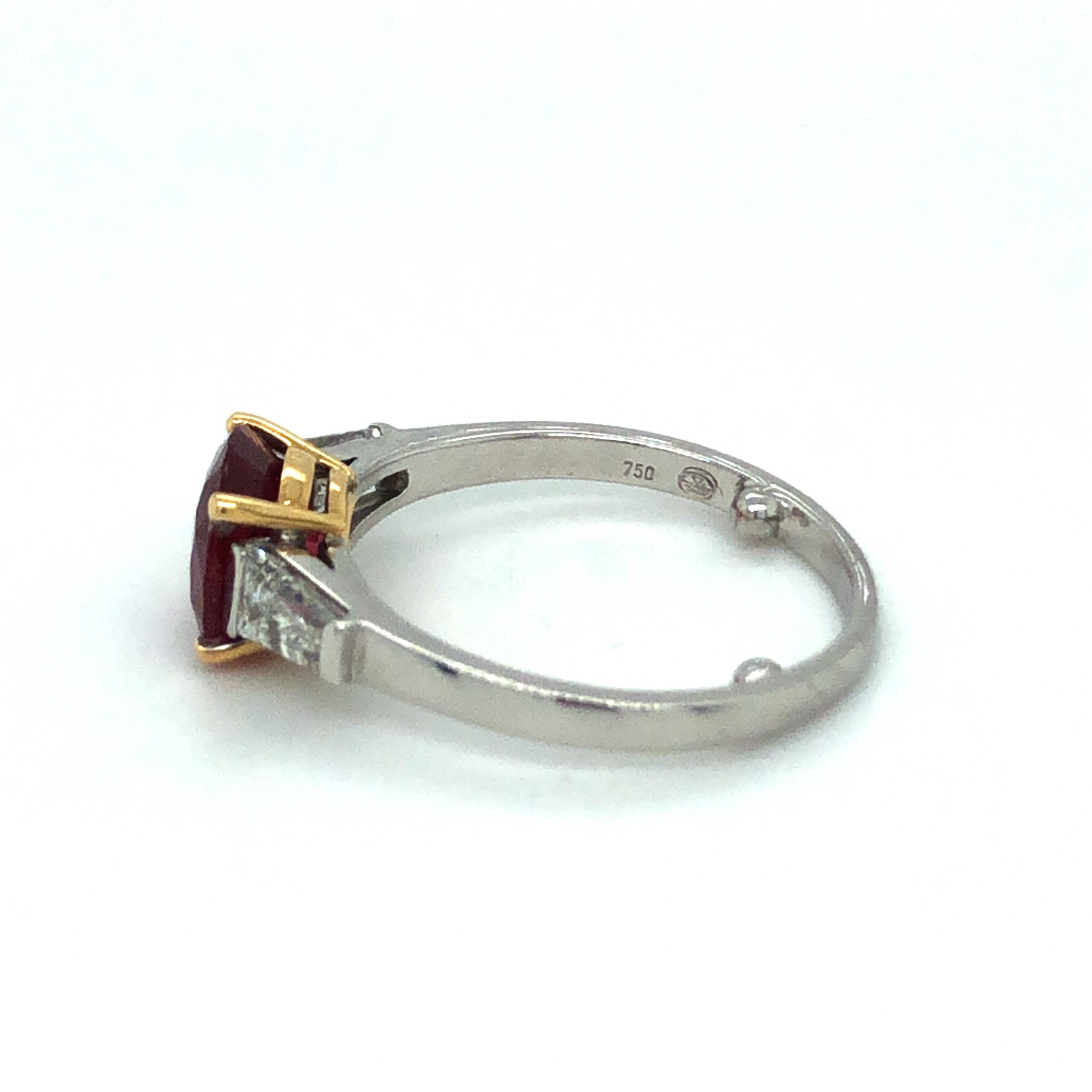Contemporary 18 Karat White Gold Ruby Three Stone Ring by Gubelin