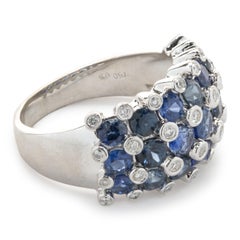 18 Karat White Gold Sapphire and Bezel Set Diamond Cigar Band