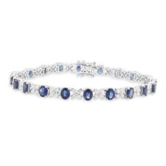 18 Karat White Gold Sapphire and Diamond Alternating X/O Bracelet