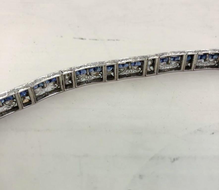 Women's 18 Karat White Gold Sapphire and Diamond Bracelet For Sale