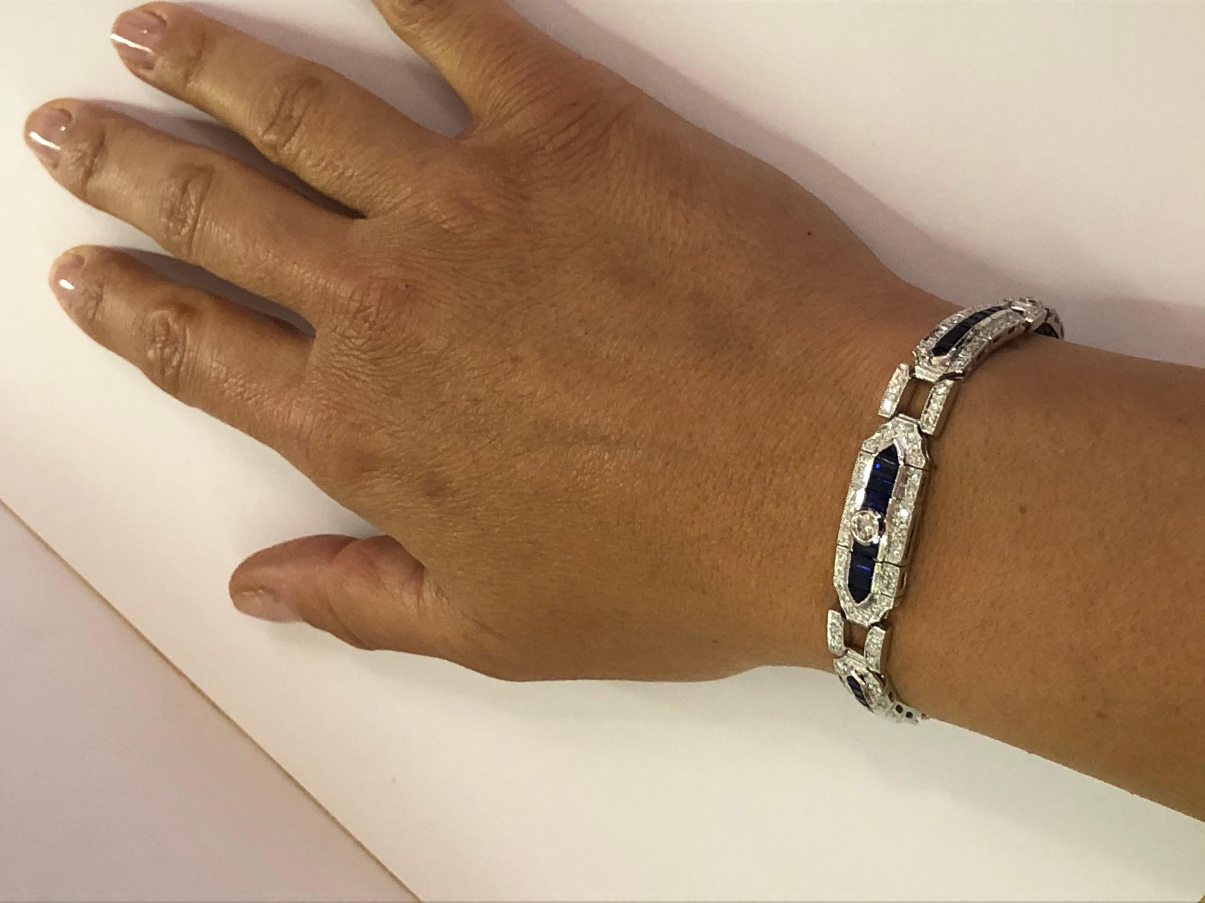 18 Karat White Gold Sapphire and Diamond Bracelet 1