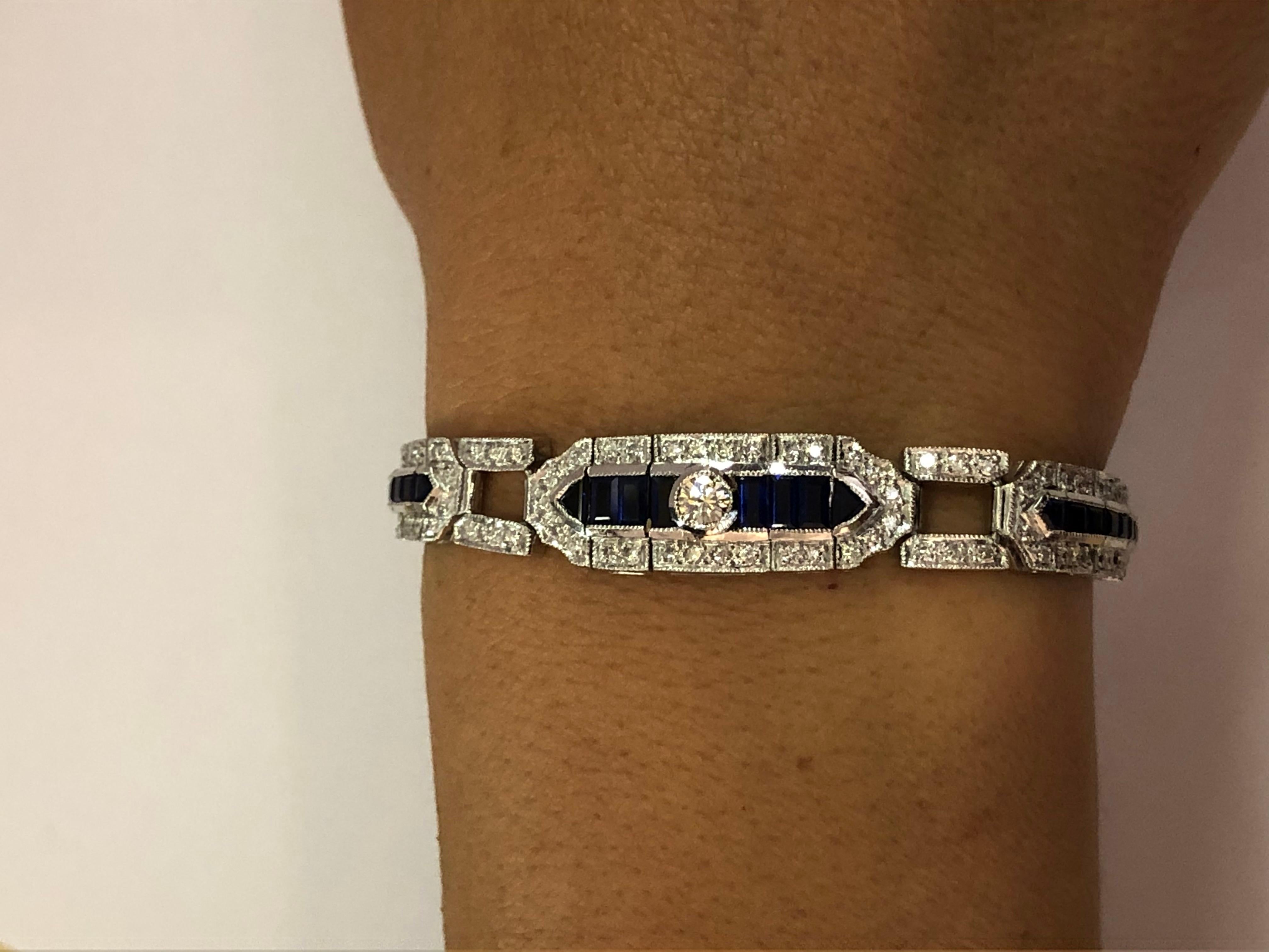 18 Karat White Gold Sapphire and Diamond Bracelet 2
