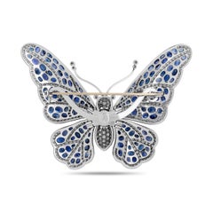 18 Karat White Gold Sapphire and Diamond Butterfly Pin