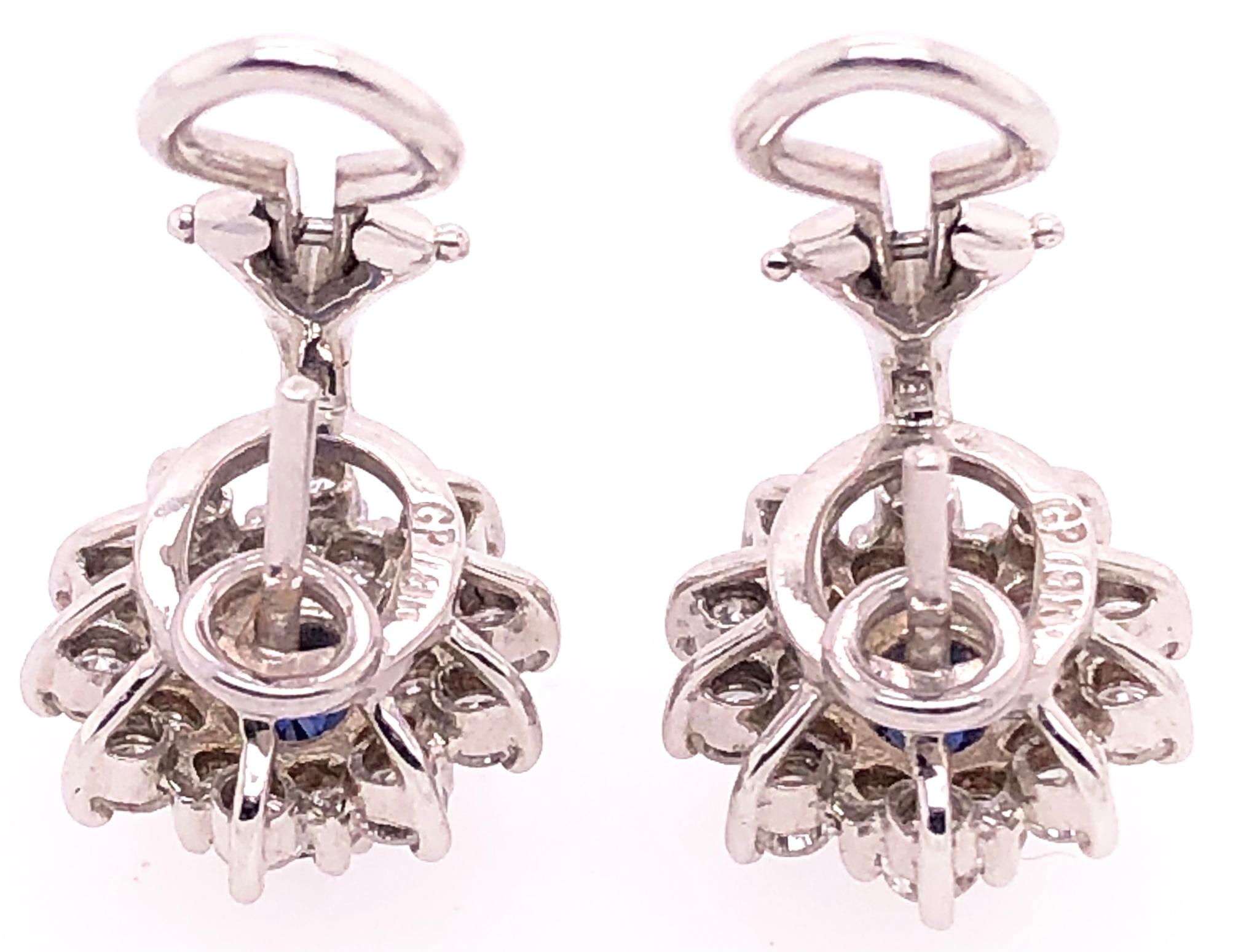18 Karat White Gold Sapphire and Diamond Cluster Earrings For Sale 4