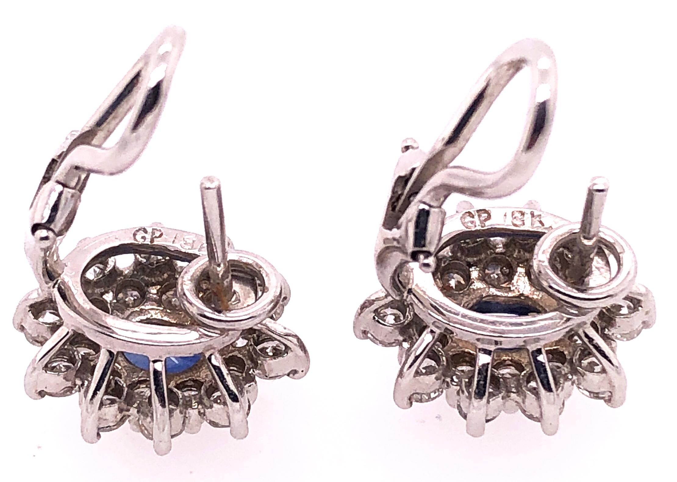 18 Karat White Gold Sapphire and Diamond Cluster Earrings For Sale 8