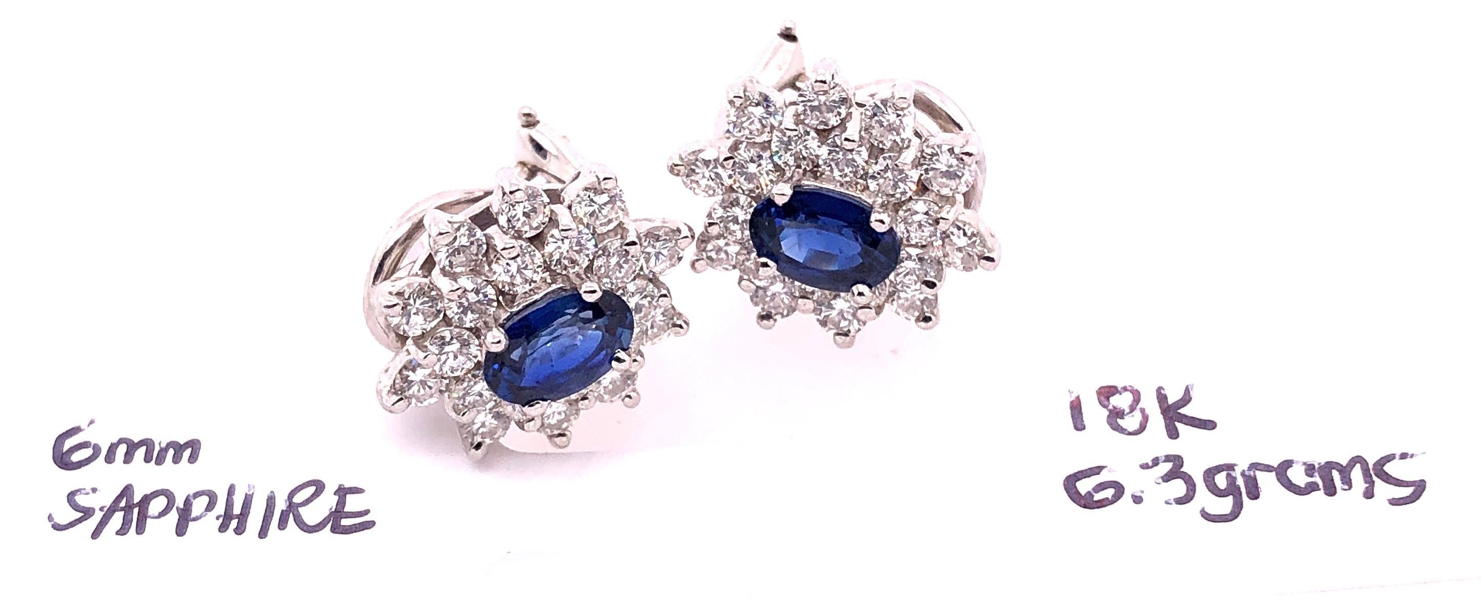 18 Karat White Gold Sapphire and Diamond Cluster Earrings For Sale 10