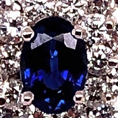 18 Karat White Gold Sapphire and Diamond Cluster Earrings