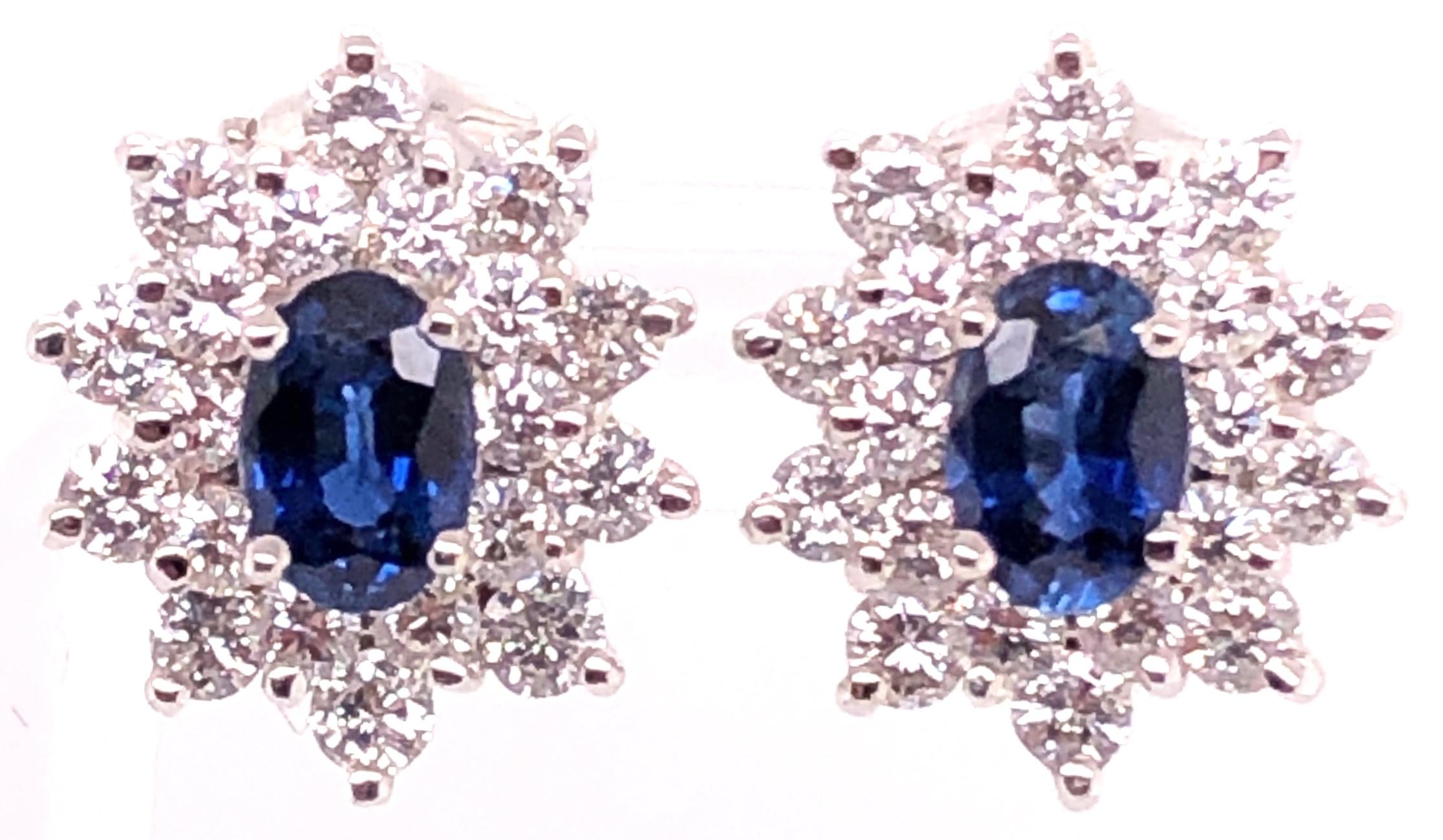 Contemporary 18 Karat White Gold Sapphire and Diamond Cluster Earrings For Sale