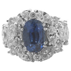18 Karat White Gold Sapphire and Diamond Cocktail Ring