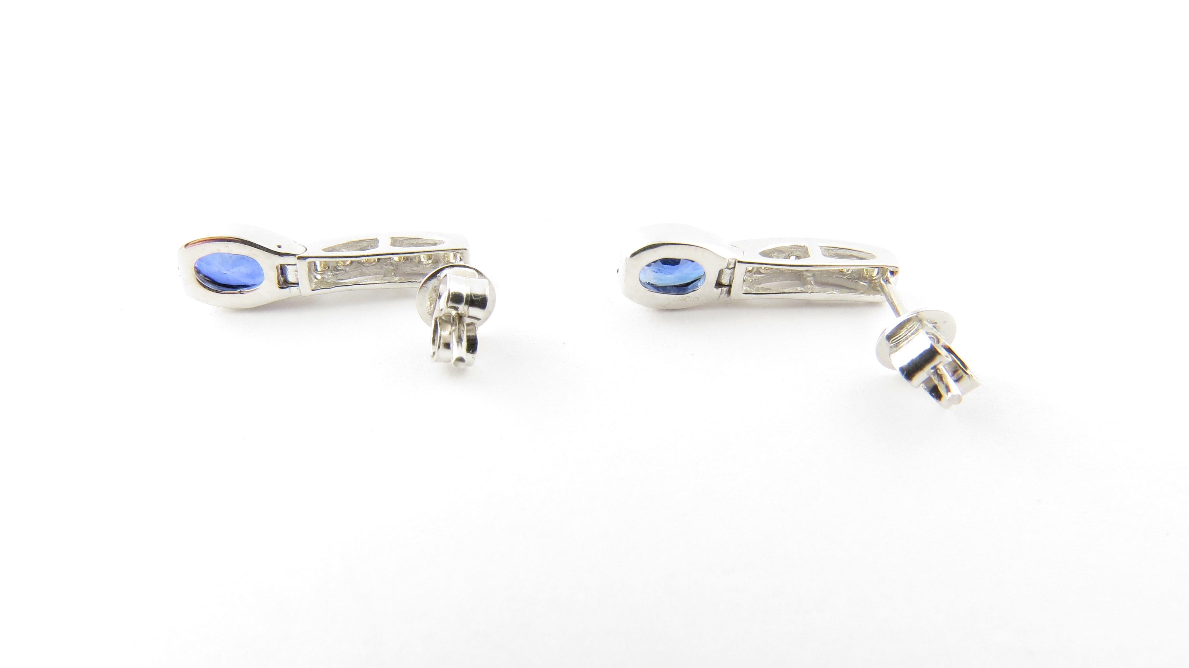 Round Cut 18 Karat White Gold Sapphire and Diamond Earrings