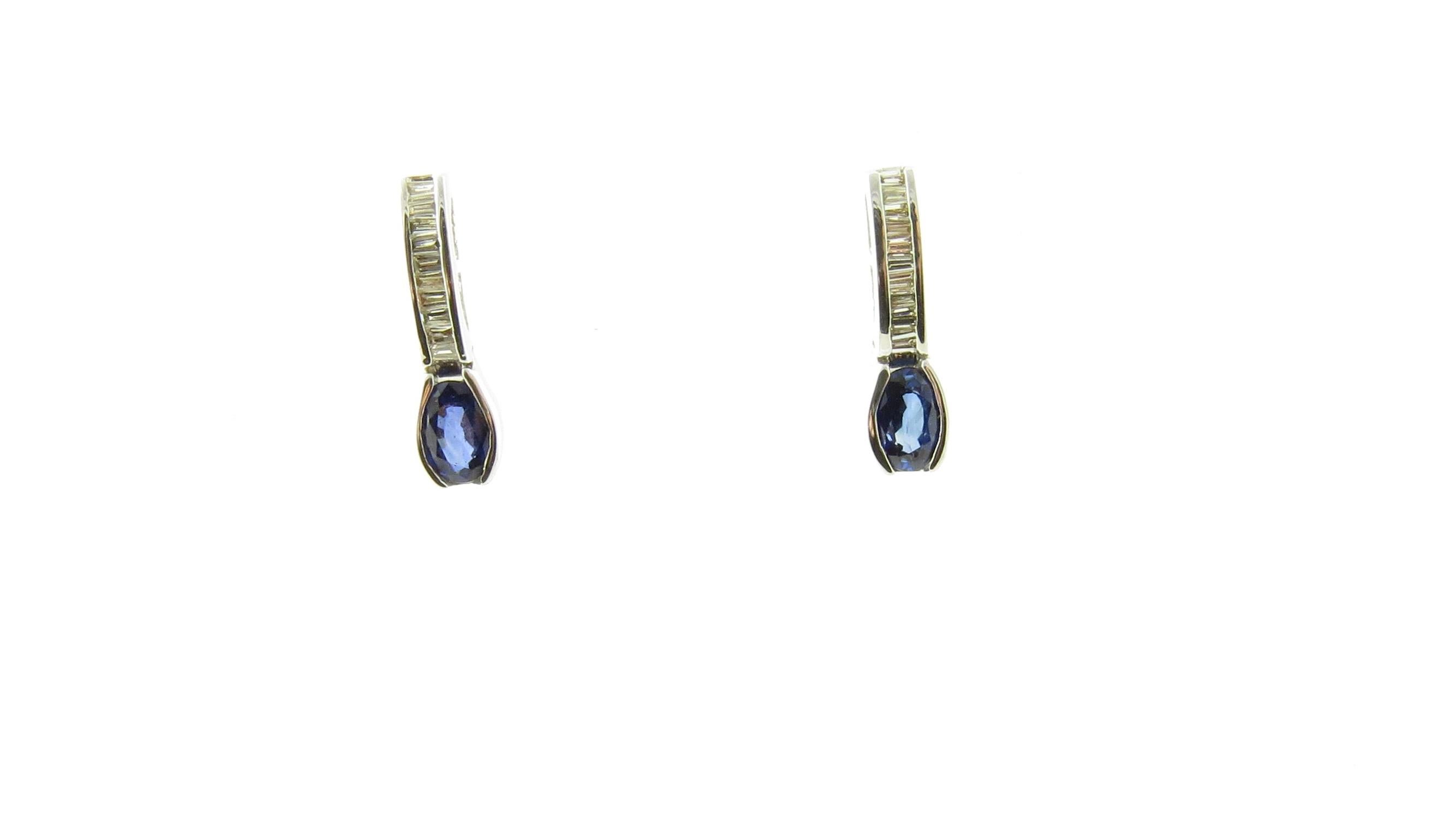 18 Karat White Gold Sapphire and Diamond Earrings In Good Condition In Washington Depot, CT