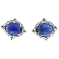 18 Karat White Gold Sapphire and Diamond Earrings