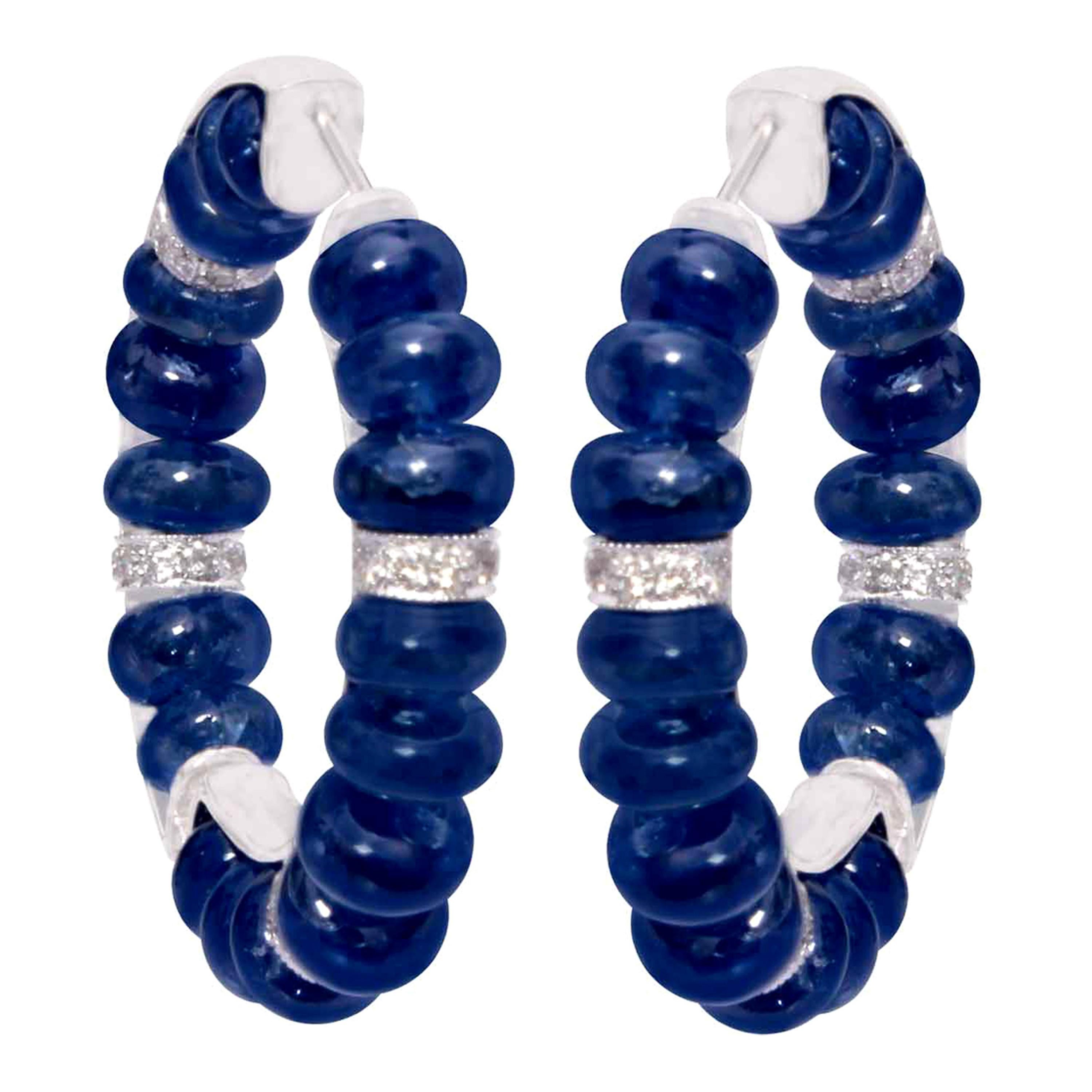 18 Karat White Gold Sapphire and Diamond Earrings For Sale