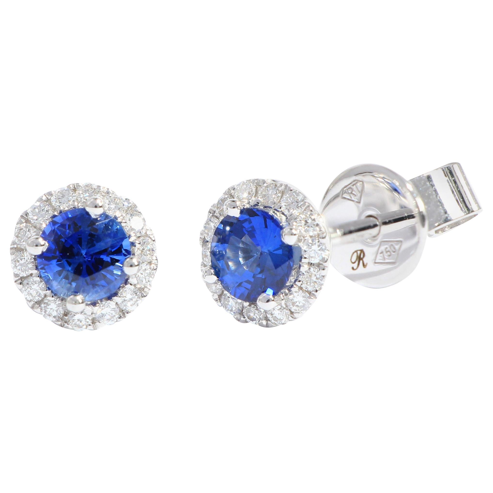 18 Karat White Gold Sapphire and Diamond Earrings For Sale