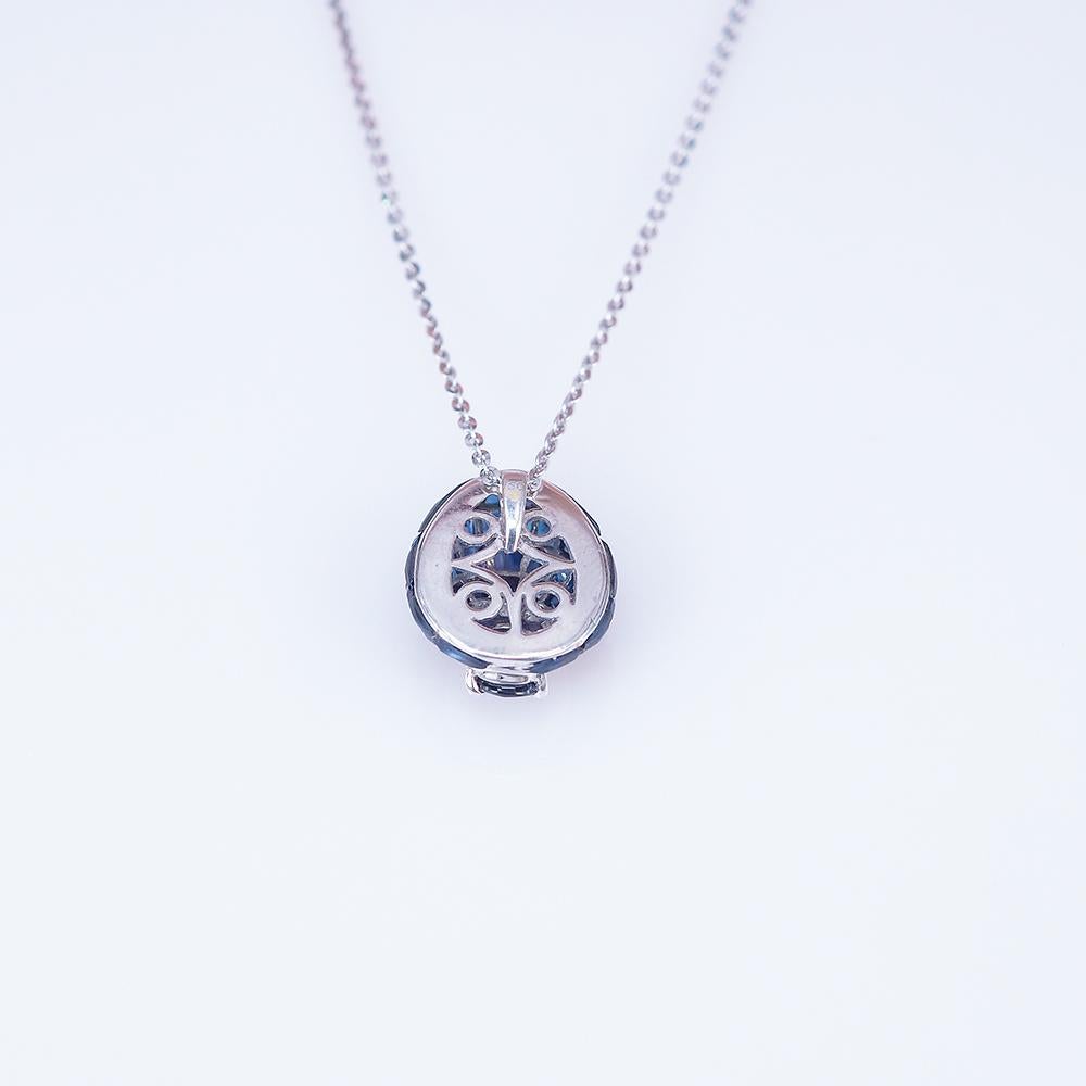 Modern 18 Carat White Gold sapphire and Diamond Egg Pendant For Sale