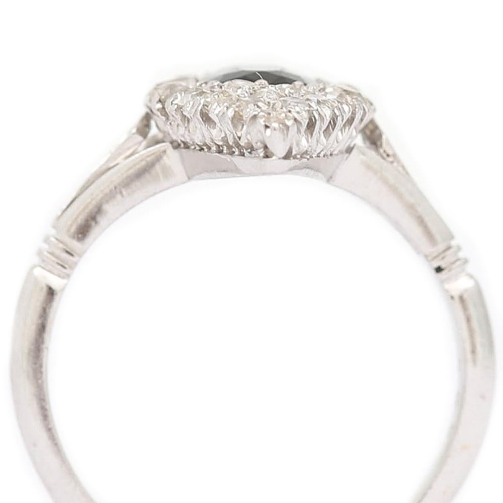 18 Karat White Gold Sapphire and Diamond Marquise Navette Engagement Ring 2