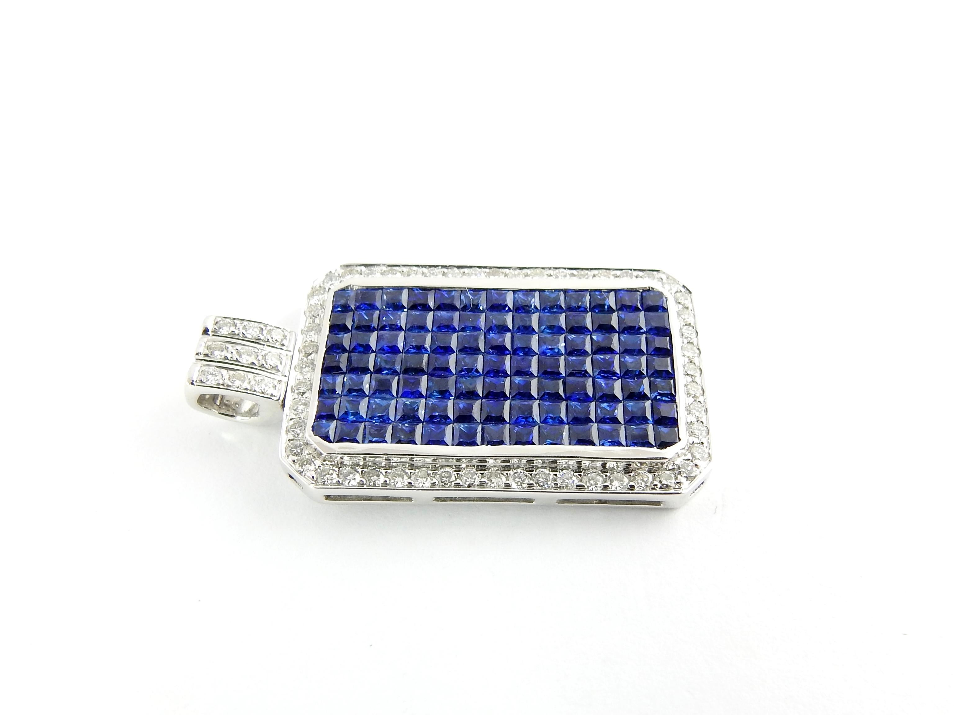 18 Karat White Gold Sapphire and Diamond Pendant In Good Condition In Washington Depot, CT