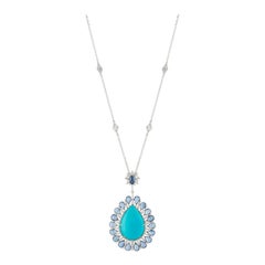 18 Karat White Gold Sapphire and Diamond Pendant