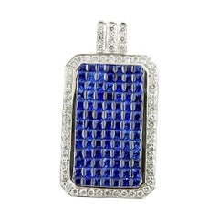 18 Karat White Gold Sapphire and Diamond Pendant