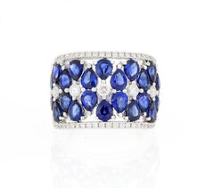 18 Karat White Gold Sapphire and Diamond Ring