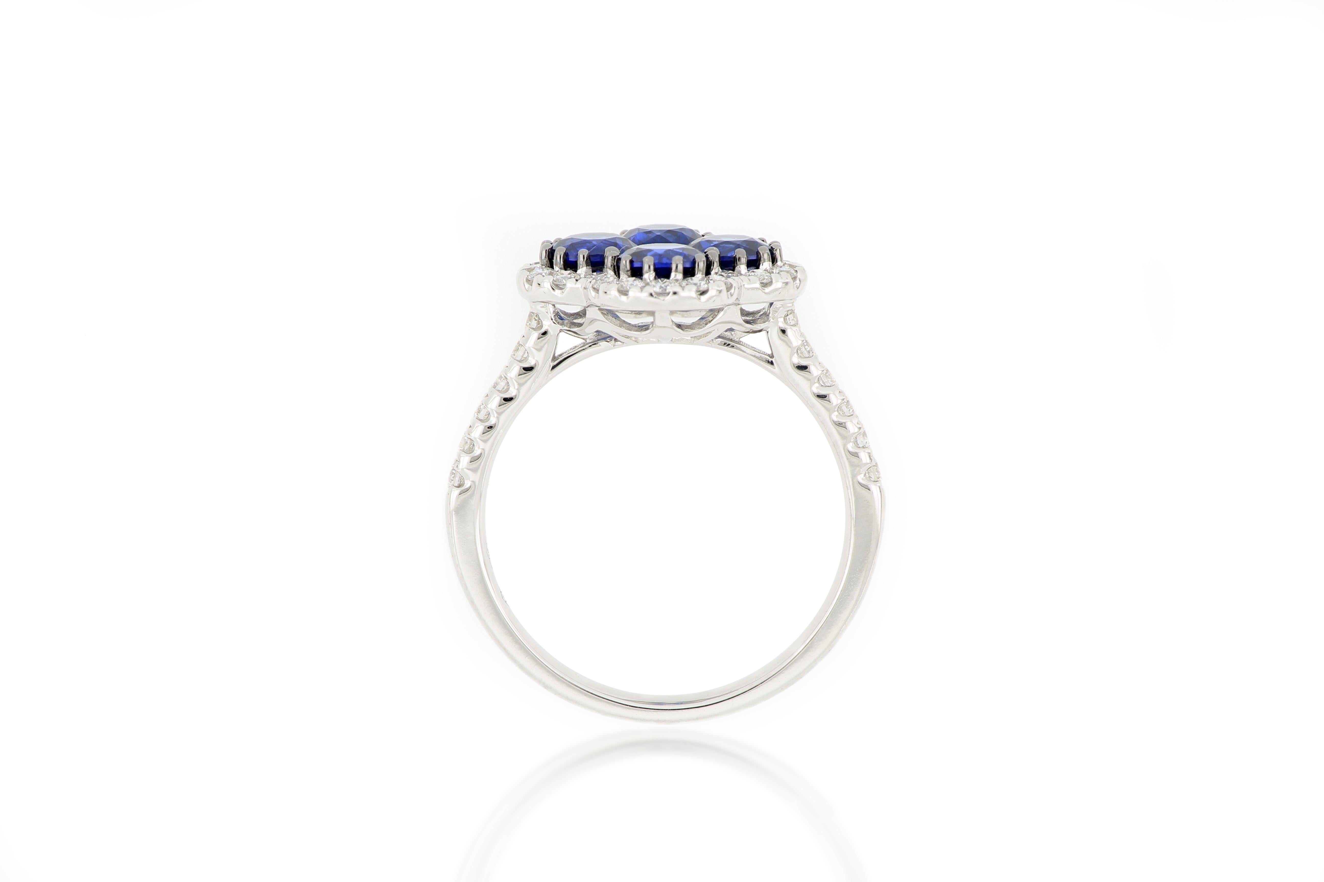 Brilliant Cut 18 Karat White Gold Sapphire and Diamond Ring For Sale