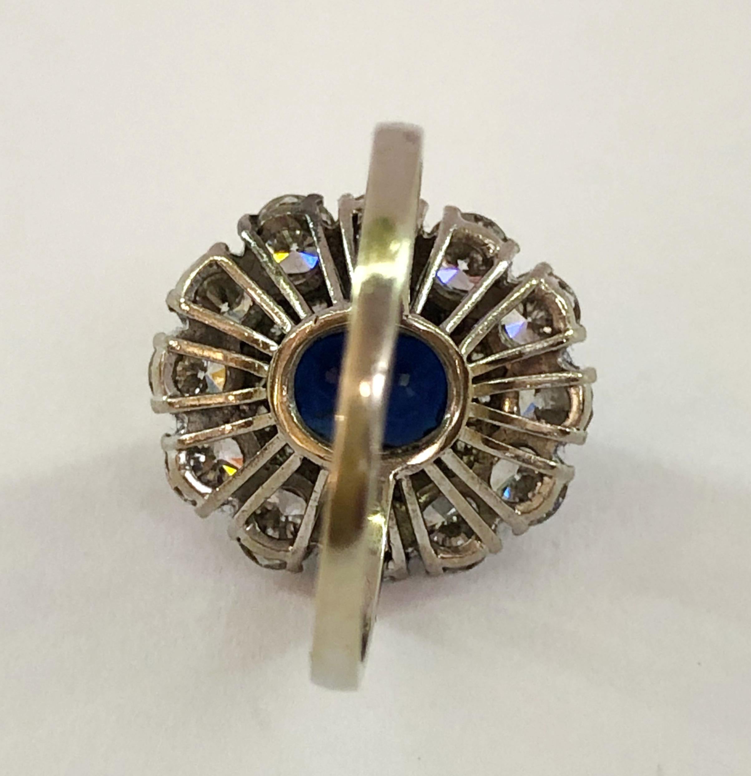 Women's or Men's 18 Karat White Gold Sapphire and Diamond Ring For Sale