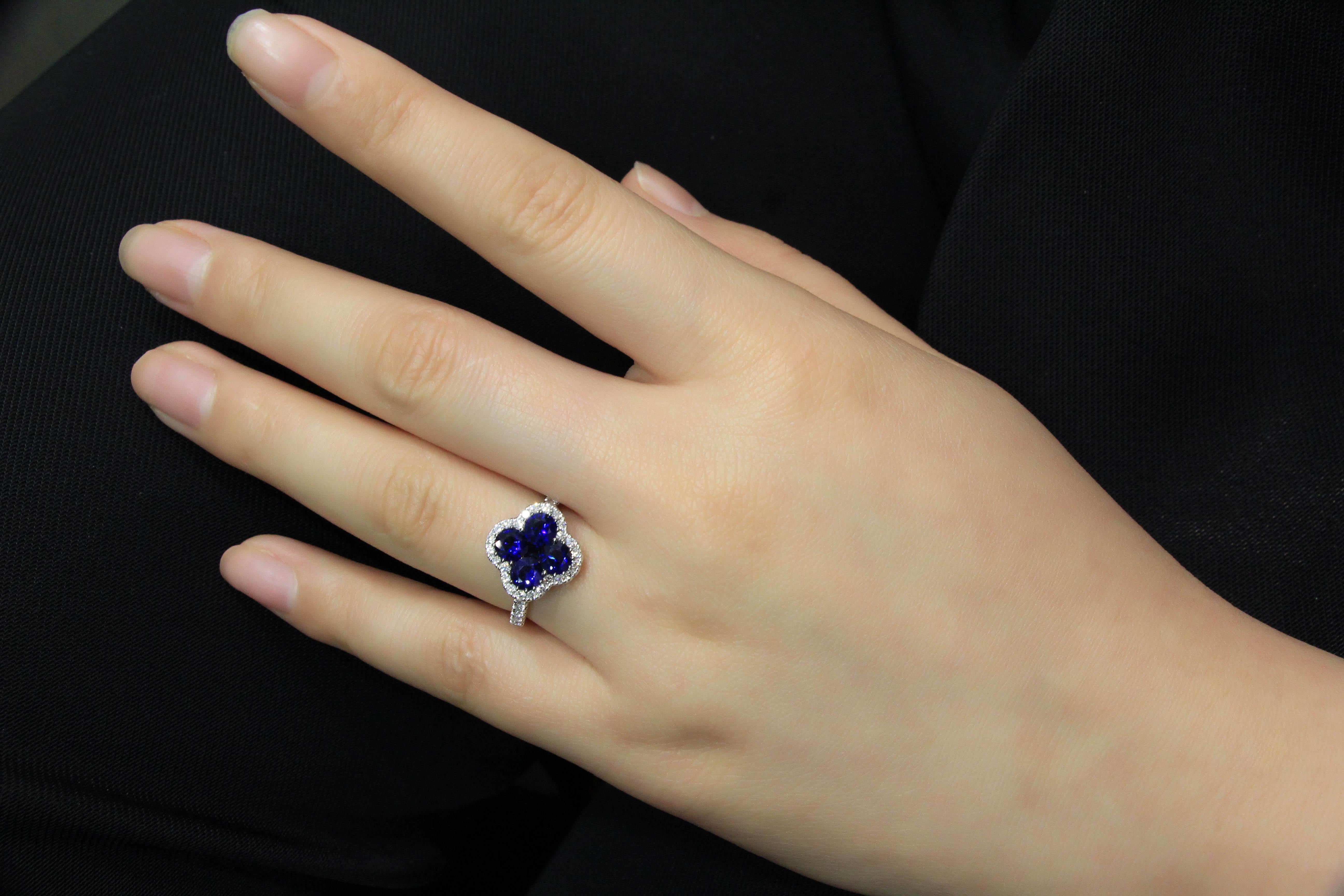 Women's 18 Karat White Gold Sapphire and Diamond Ring For Sale