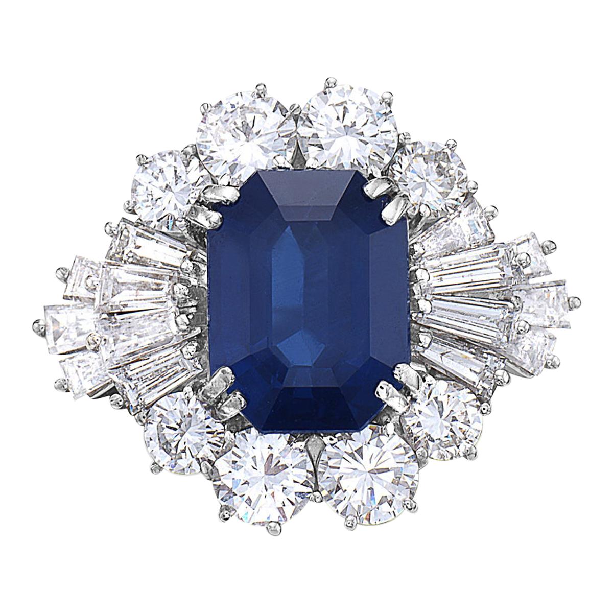 Vintage Filigree 18 Karat White Gold Diamond and Sapphire Engagement ...