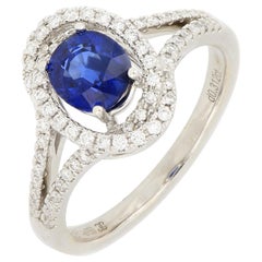 18 Karat White Gold Sapphire and Diamond Ring