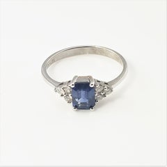 18 Karat White Gold Sapphire and Diamond Ring