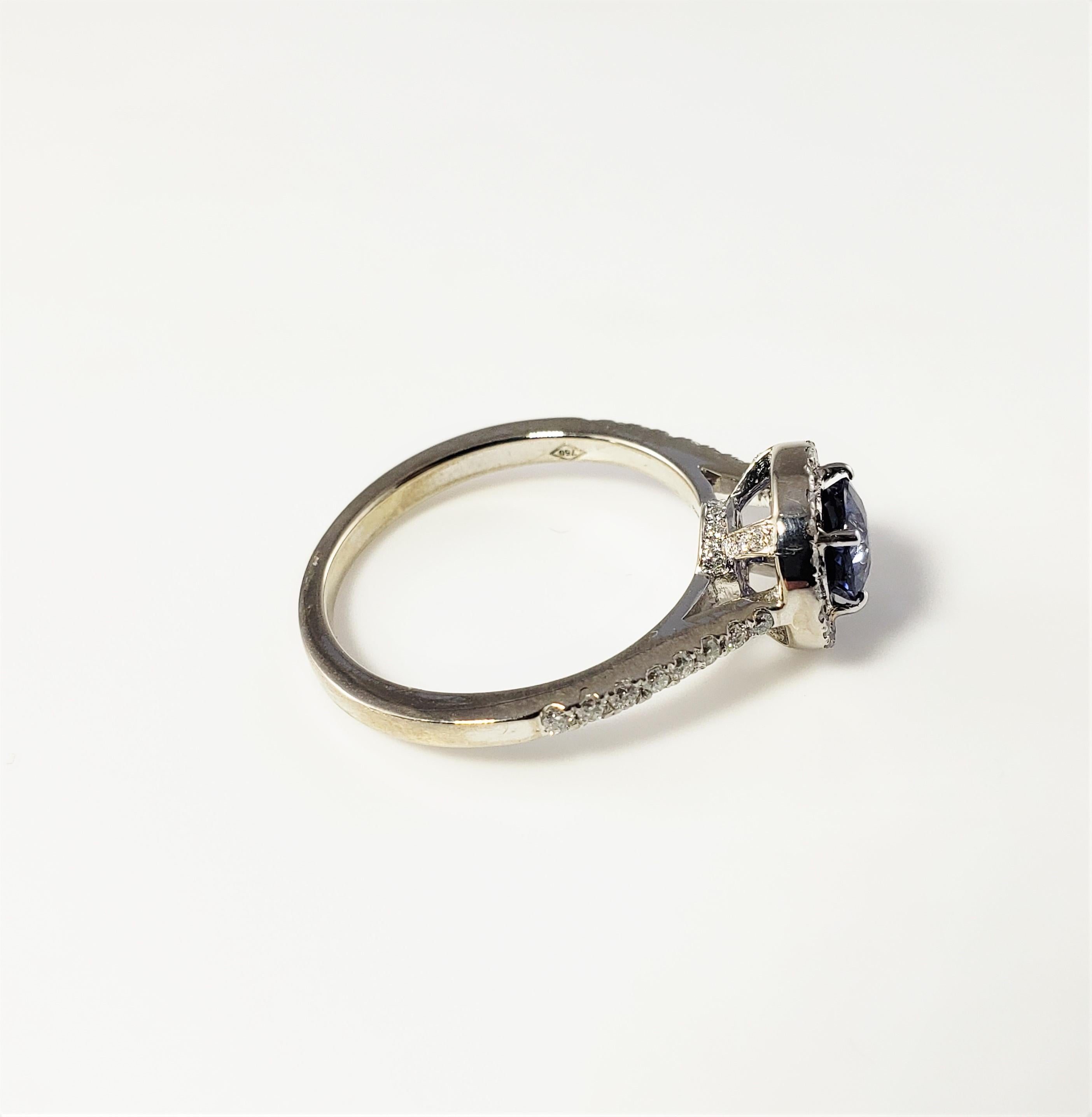 Brilliant Cut 18 Karat White Gold Sapphire and Diamond Ring  For Sale