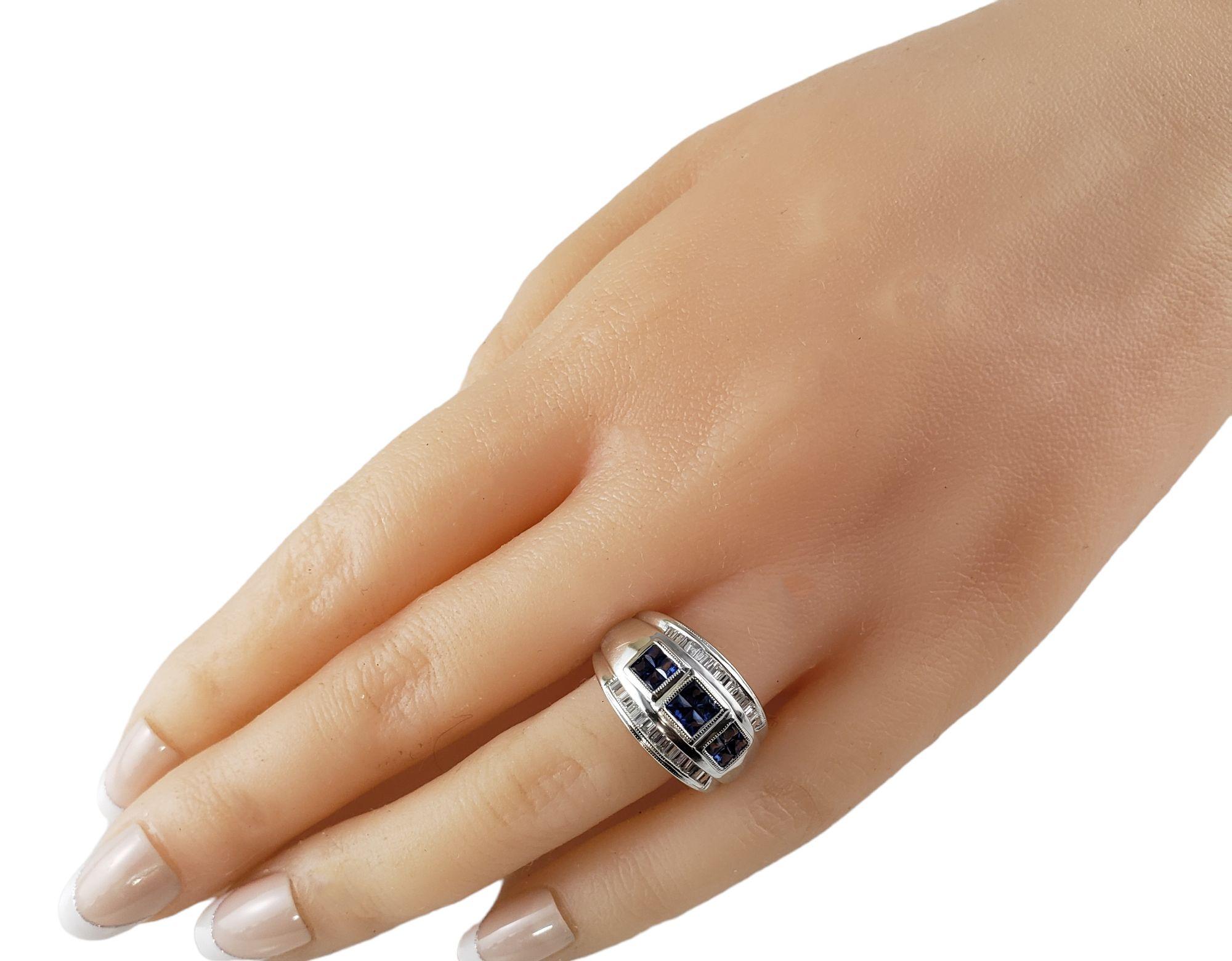 18 Karat White Gold Sapphire and Diamond Ring Size 7.5 #14882 2
