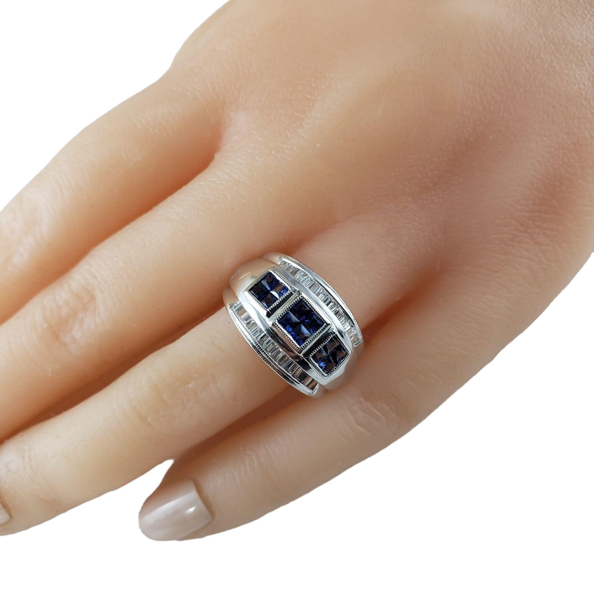 18 Karat White Gold Sapphire and Diamond Ring Size 7.5 #14882 3