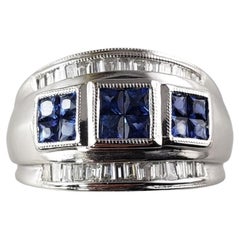 Vintage 18 Karat White Gold Sapphire and Diamond Ring Size 7.5 #14882