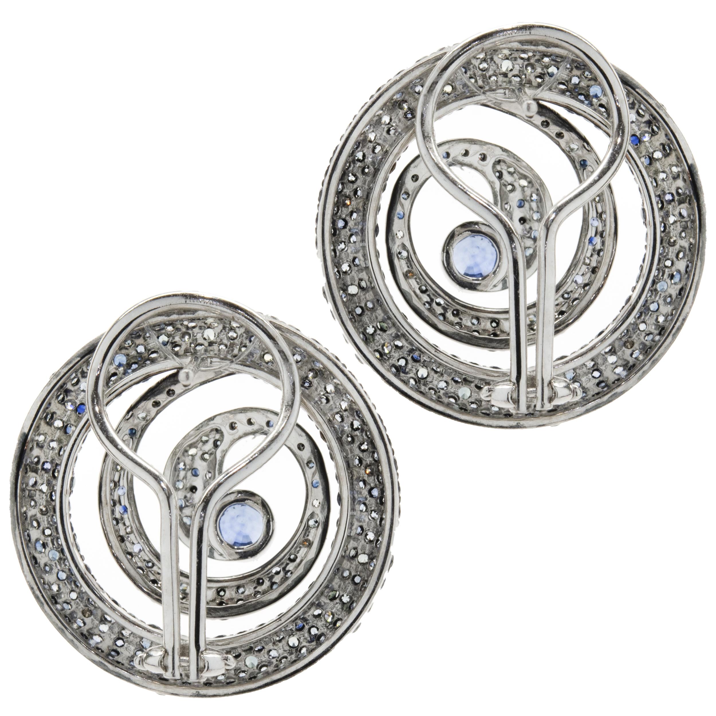 Designer: custom
Material: 18K white gold
Diamond: 22 round brilliant cut = 0.25cttw
Color: G
Clarity: SI2
Dimensions: earrings measure 24.75mm
Fastenings: posts with omega backs
Weight: 14.15 grams