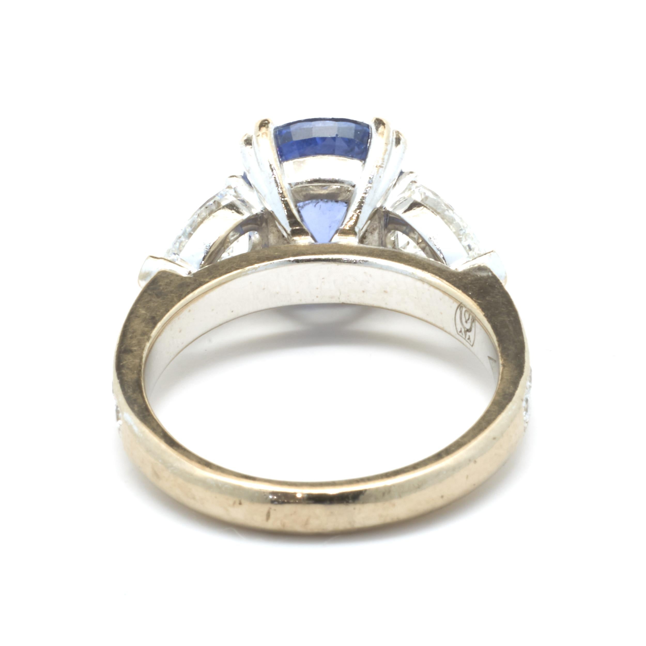 Mixed Cut 18 Karat White Gold Sapphire and Diamond Three Piece Ring Set For Sale