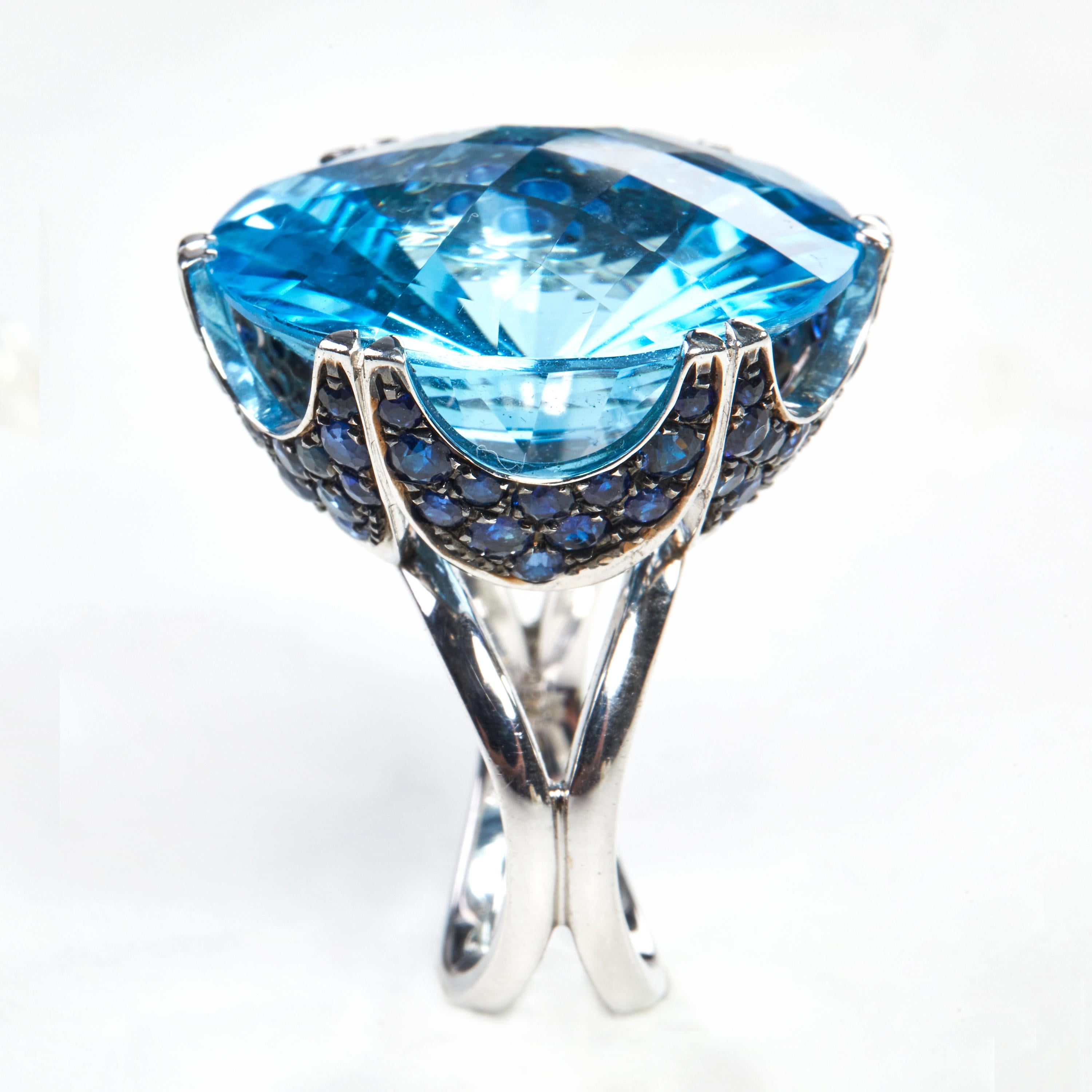 18 Karat White Gold Sapphire  and Topaz Cocktail Ring

84 Sapphire 4.56 carat
1 Topaz 51.92  Carat

Size EU 55 US 7.2


Founded in 1974, Gianni Lazzaro is a family-owned jewelry company based out of Düsseldorf, Germany.
Although rooted in Germany,