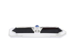 Colgante/roche de oro blanco de 18 quilates con zafiro, diamante, ágata negra y cristal de roca