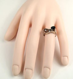 18 Karat White Gold Sapphire Diamond Modernist Ring