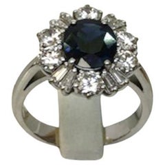 18 Karat White Gold Sapphire Diamond Ring