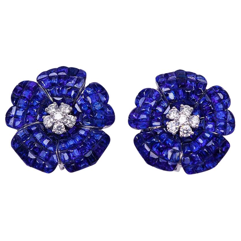 18 Karat White Gold Sapphire Earrings